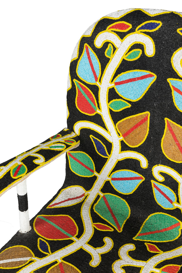 Armchair- Hand beaded armchair in flower motif