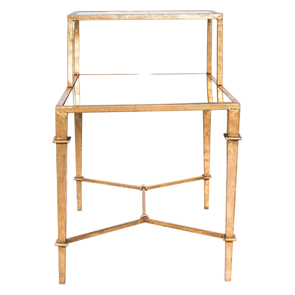 Side Table - Brass Base with 2 layer of Glass top - The Odd Piece