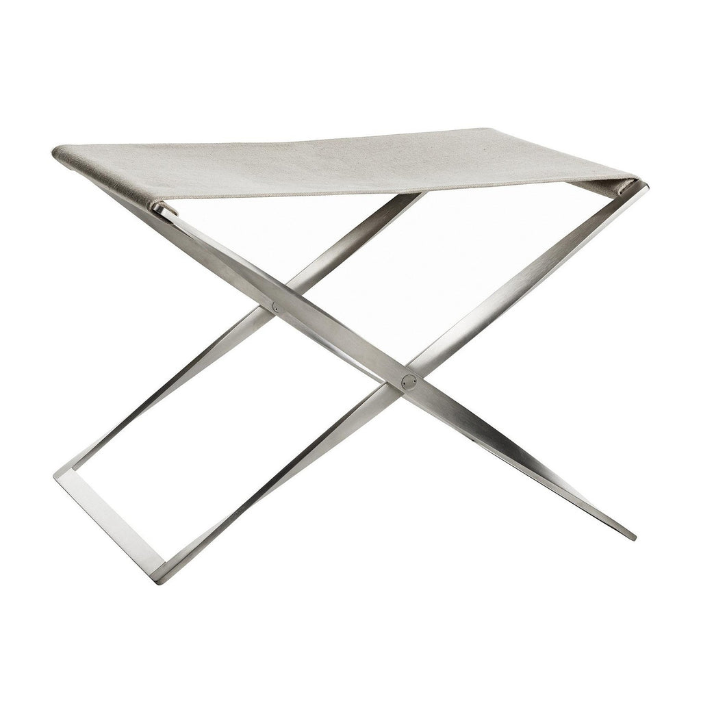 Vintage -Folding Stool in Matt Chrome  Base by Poul Kjærholm for Fritz Hansen