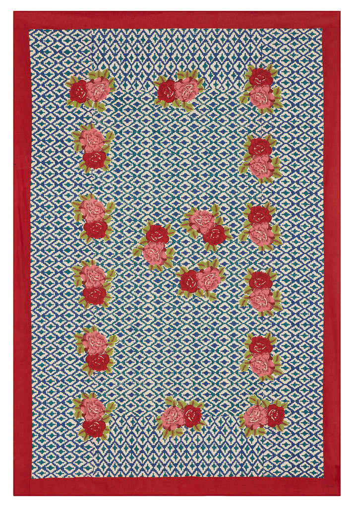 Tablecloth-  Hima Big Flower Blue Peacock