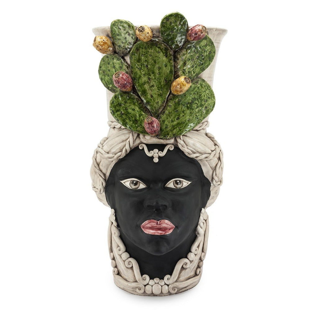 VASE -GIANT FICO MORO LADY WITH LEAVE MAT